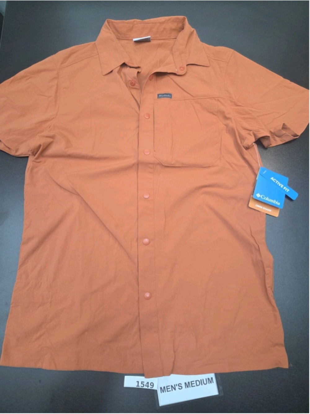 Columbia Silver Ridge Utility Lite Men’s Medium Orange Short Slv Shirt NWT #1549